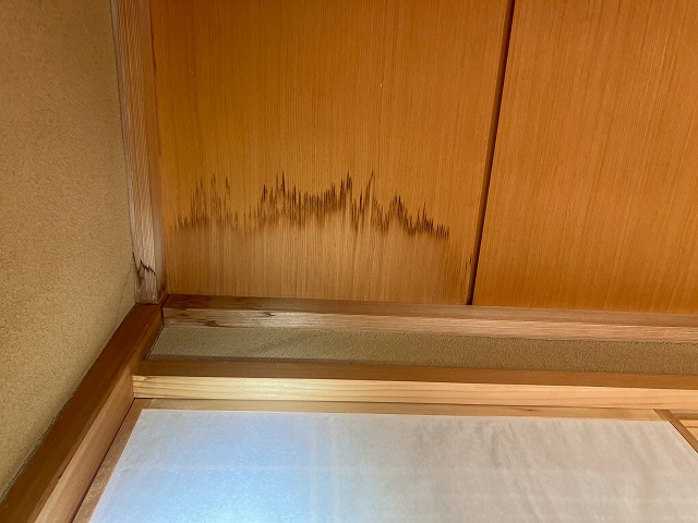 天井に雨漏りの染み